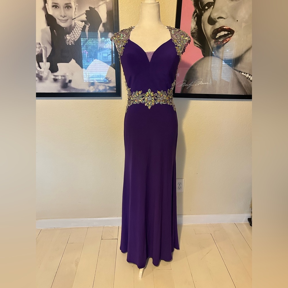 Glamorous Purple Embellished Prom Dress